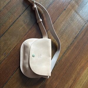 Tan Suede Crossbody Bag with Adjustable Strap
